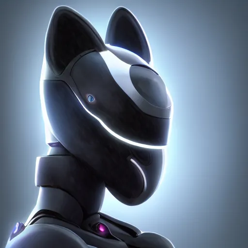 Prompt: very very beautiful furry art, bust profile picture of a male robotic anthro orca, dark visor covering face, commission on furaffinity, cgsociety, octane render, disney