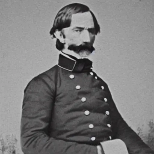 Prompt: A 1858 photo of General Pitzer - a union General known for his pipe that blew bubbles