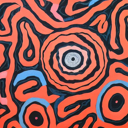 Prompt: earth painted in the style of australian aboriginal art, detailed painting, dot painting, dreamtime, pastel blush color palette, indigenous, ochre papunya tula,