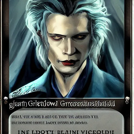 Prompt: gellert grindelwald in the style of magic the gathering, featured on artstation