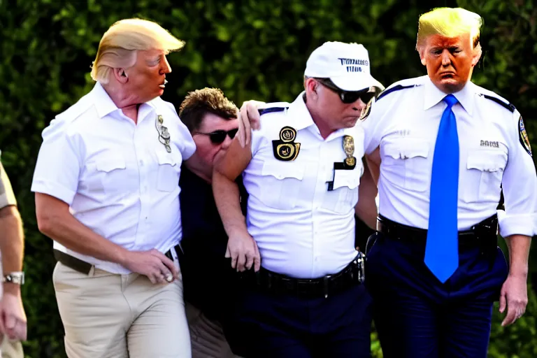 Image similar to Donald Trump arrested at Mar-a-Lago, photo, press, high quality