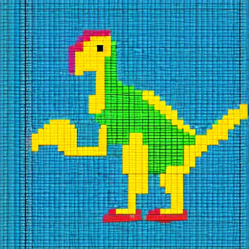 Prompt: pixel art dinosaur, retro