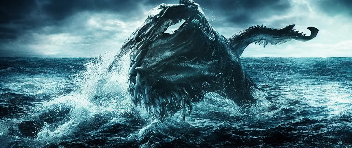 Image similar to ocean monster dramatic cinematic extremely high detail foto realistic cinematic lighting post processed