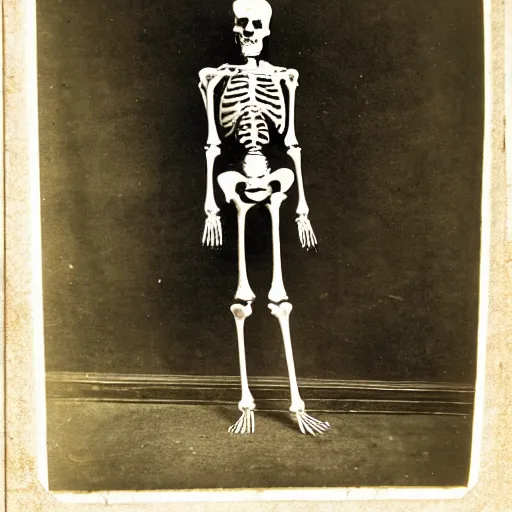 Image similar to Victorian Photograph of a skeleton outside