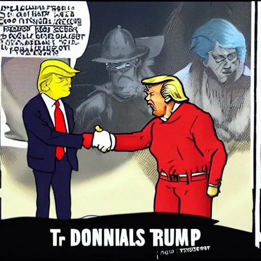 Prompt: piccolo shaking hands with donald trump