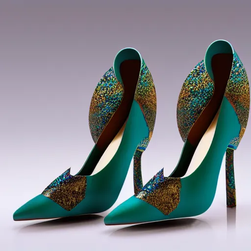 Image similar to high heel shoes in the style of gaudi, highly detailed, studio lighting