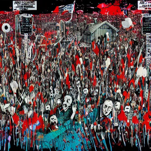 Prompt: the Republican national convention, Ralph steadman, psychedelic, surreal, ink splatter, detailed, 4k