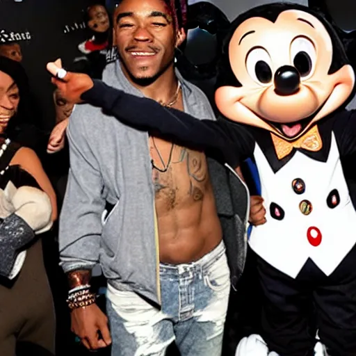 Prompt: lil uzi vert and mickey mouse selfie