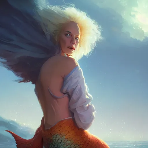 Image similar to portrait of doc brown sitting on arielle the mermaid, disney animation, sharp, illustration, sharp, fanart, anime key art by greg rutkowski, bloom, dramatic lighting sharp focus, cinematic, artbook, smooth, centered