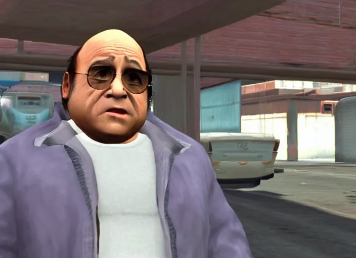 Image similar to video game still of danny devito in the video grand theft auto iii,