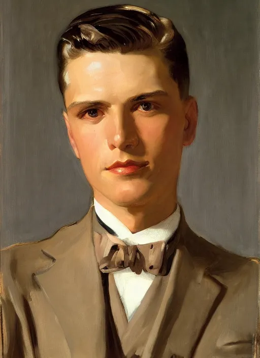 Image similar to closeup portrait of a handsome man, leyendecker : 2 5, john singer sargent : 1 5