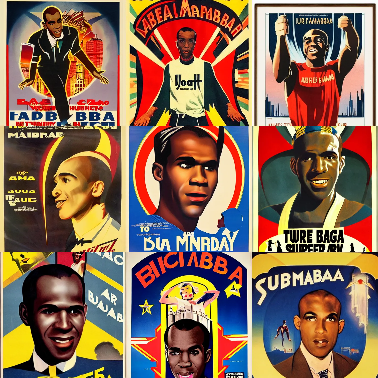 Prompt: art deco vintage movie poster of fabrice muamba aura around head. movie called super bolton