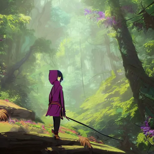 Prompt: concept art painting of an anthropomorphic anime style humanoid bearded dragon lizard wearing magenta wizard robes, in the deep forest, realistic, detailed, cel shaded, in the style of makoto shinkai and greg rutkowski and james gurney