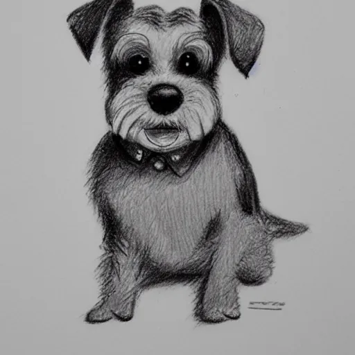 Image similar to milt kahl pencil sketch of happy mini schnauzer