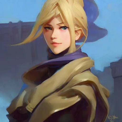 Image similar to greg manchess portrait painting of violet evergarden as overwatch character, totally whack, medium shot, asymmetrical, profile picture, organic painting, sunny day, matte painting, bold shapes, hard edges, street art, trending on artstation, by huang guangjian and gil elvgren and sachin teng