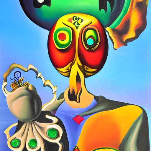 Prompt: salvador dali style painting of majoras mask