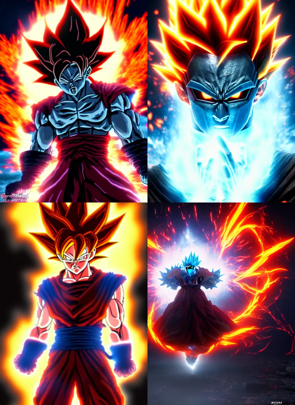 Prompt: power up, bloodborne, Super Saiyan God Goku, elden ring, cinematic, trending on artstation, photoreal