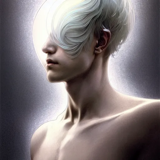 AI Art: Sorrow White hair Boy, Icon by @LonelyBoy