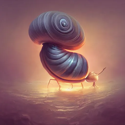 Prompt: A snail watching everything slowly decay while the time slowly reaches it's end, digital art, surreal, WLOP, artstation, surrealism, Mandy Jurgens
