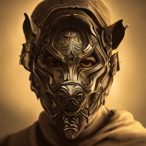 Image similar to Very very very very highly detailed epic photo of face with rhinoceros venetian mask, intricate, dystopian, sci-fi, extremely detailed, digital painting, artstation, concept art, smooth, sharp focus, illustration, intimidating lighting, incredible art by Artgerm