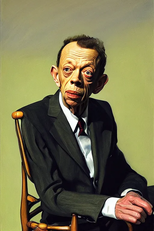 Prompt: portrait of don knotts sitting with full face full figure, in the style of expressionism, soft light, volumetric light, subsurface scattering, translucent skin, artstation, trending, andrew wyeth, jamie wyeth, john singer sargent,