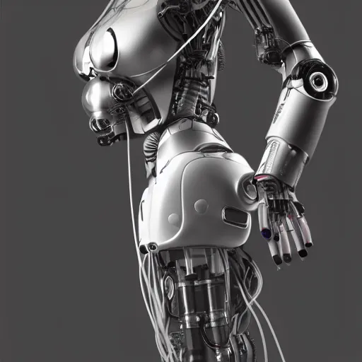 Prompt: a beautiful woman wearing robot suit with wires and light, highly detailed, photorealistic, artstation, smooth