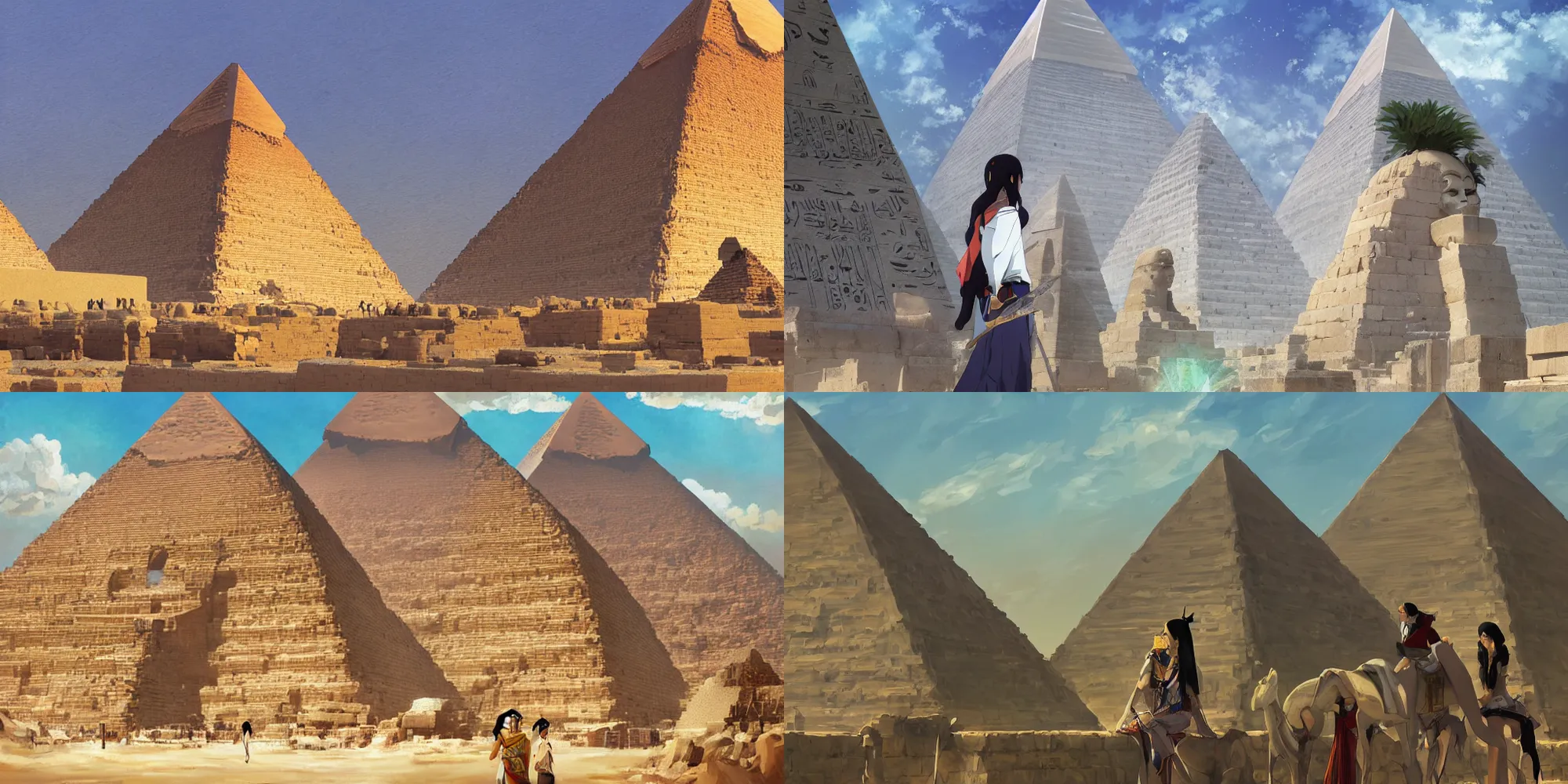 Prompt: egypt pyramid gods artwork by makoto shinkai