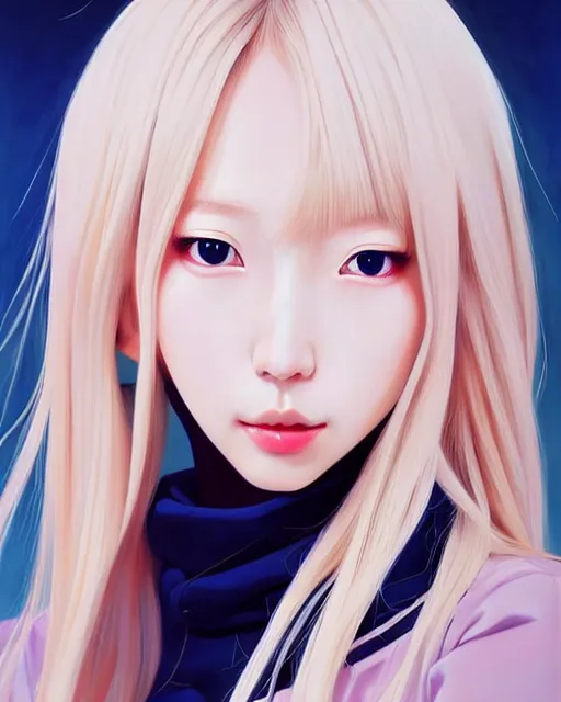 Image similar to portrait of Soo Joo Park as Anime girl cute-fine-face, blonde hair, full body! pretty face, realistic shaded Perfect face, fine details. Anime. realistic shaded lighting by Ilya Kuvshinov Giuseppe Dangelico Pino and Michael Garmash and Rob Rey