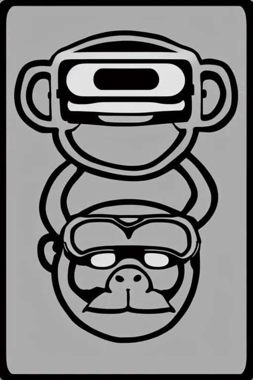 Prompt: Portrait of a monkey wearing vr glasses in the style of die cut sticker ,illustration, highly detailed, no gradients