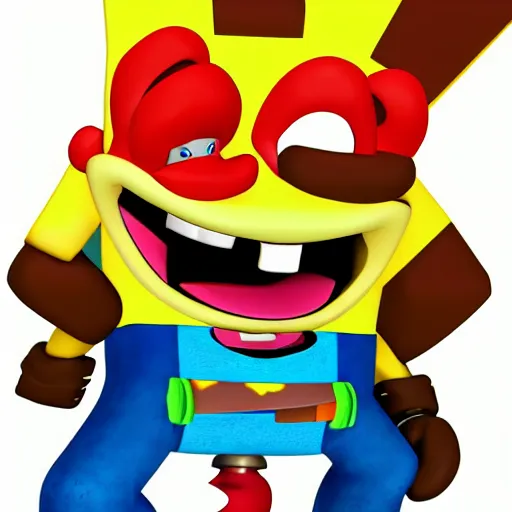 Prompt: crash bandicoot as a spongebob character