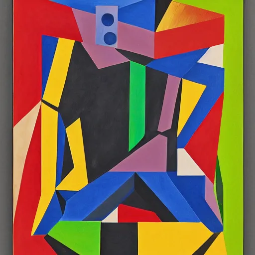 Image similar to a gouache by erno rubik cubism, studio portrait of a man