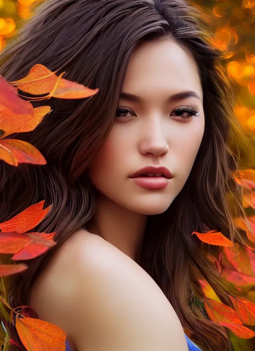 Image similar to photo of a gorgeous female in the style of stefan kostic, realistic, half body shot, sharp focus, 8 k high definition, insanely detailed, intricate, elegant, art by stanley lau and artgerm, extreme bokeh foliage