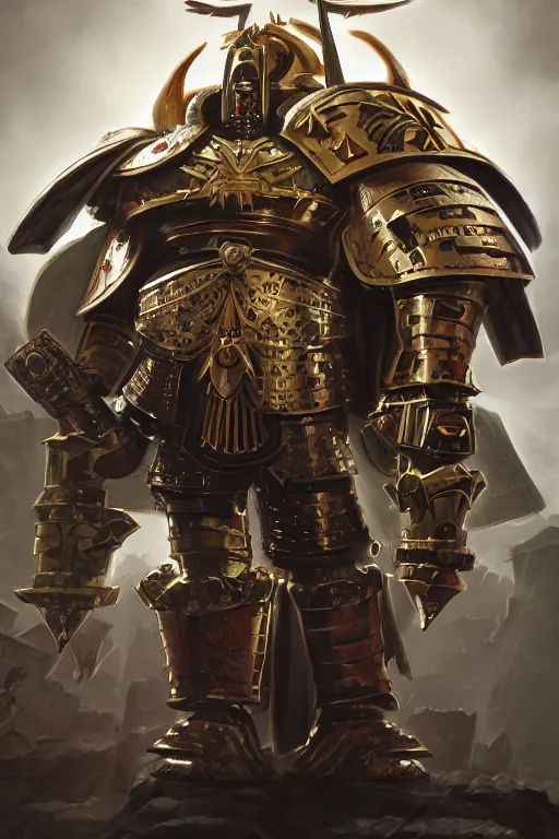 Image similar to armor portrait heros warhammer 4 0 k horus heresy fanart - the primarchs emperor by johannes helgeson animated with vfx concept artist & illustrator global illumination ray tracing hdr fanart arstation zbrush central hardmesh 8 k octane renderer comics stylized