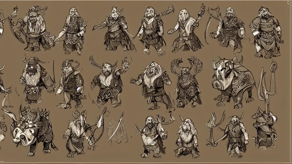 Image similar to a fantasy anthropomorphic viking boar character design sheet, trending on artstation