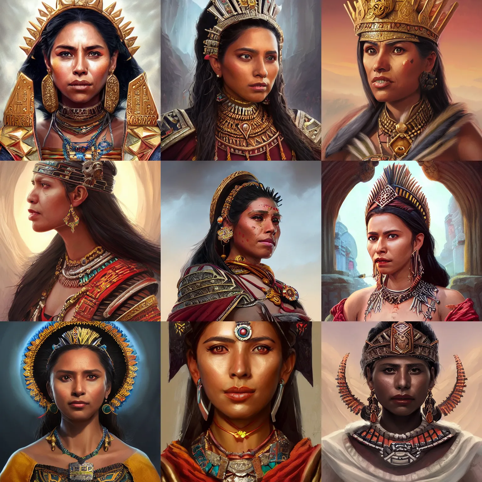 Image similar to aztec empress, Yalitza Aparicio, D&D, fantasy, portrait, highly detailed, digital painting, trending on artstation, concept art, sharp focus, illustration, art by artgerm and greg rutkowski and magali villeneuve