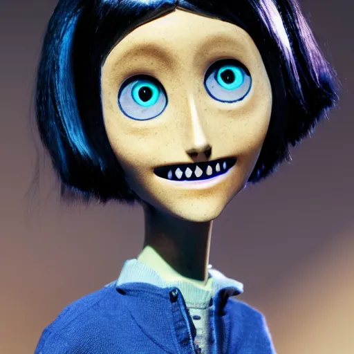 Prompt: coraline as a real person, 8 k, hd image