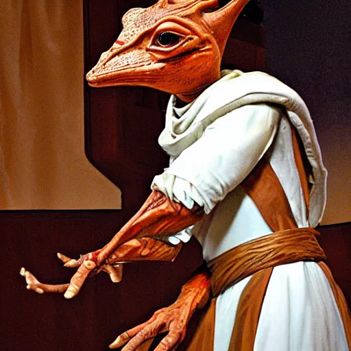 Prompt: a shakespearian jar jar binks