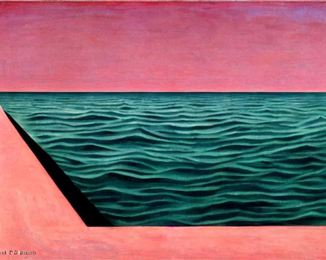 Image similar to deep sea trench, pink horizon by Giorgio de Chirico