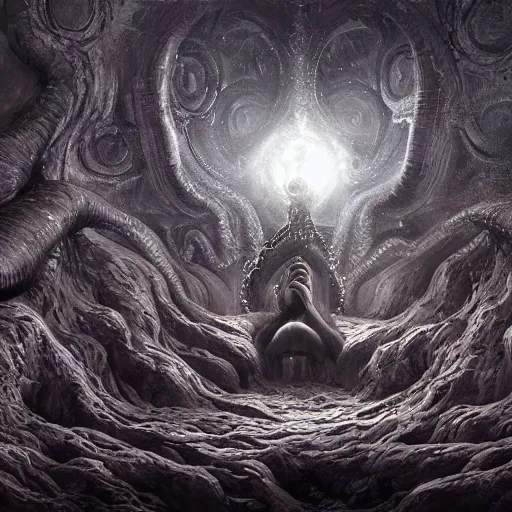 Image similar to depiction of yog - sothoth, dark colour, matte painting, concept art, highly detailed