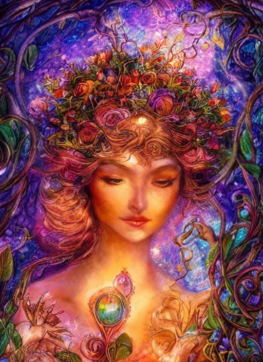 Prompt: Nature Goddess, ambient lighting, 4k, josephine wall, artstation