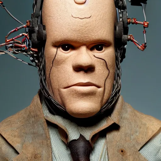 Prompt: animatronic John C. Reilly, exposed wires, photo, Stan Winston studios, detailed, 4k