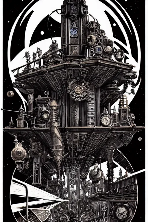 Prompt: a majestic steampunk alchemists scale, two point perspective, furniture, high details, bold line art, by vincent di fate and joe fenton, inking, etching, screen print, masterpiece, trending on artstation, sharp, high contrast, hyper - detailed,, hd, 4 k, 8 k