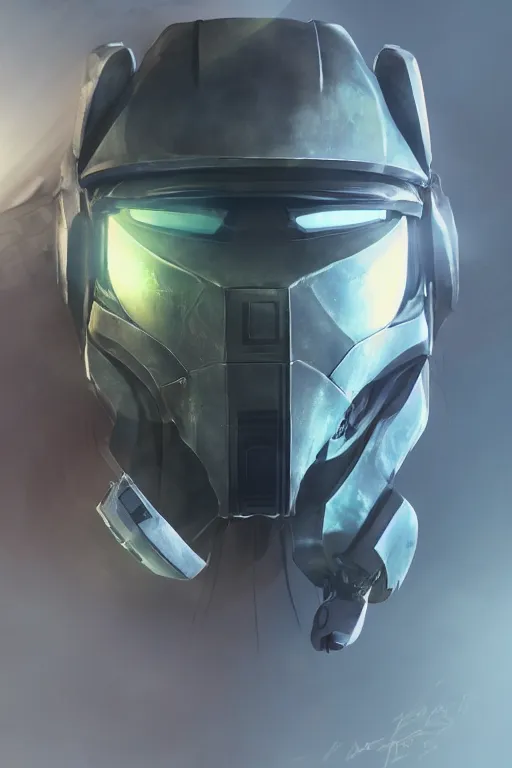 Image similar to robot ninja mask helmet halo master chief radiating a glowing aura global illumination ray tracing hdr fanart arstation by ian pesty and katarzyna da „ bek - chmiel