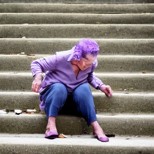 Image similar to old woman falling down the stairs