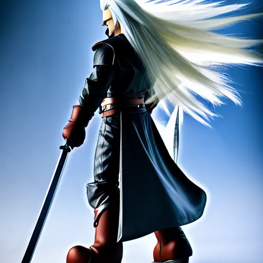 Image similar to super mario as sephiroth, highly detailed, extremely high quality, hd, 4 k, 8 k, canon 3 0 0 mm, professional photographer, 4 0 mp, lifelike, top - rated, award winning, realistic, detailed lighting, detailed shadows, sharp, no blur, edited, corrected, trending