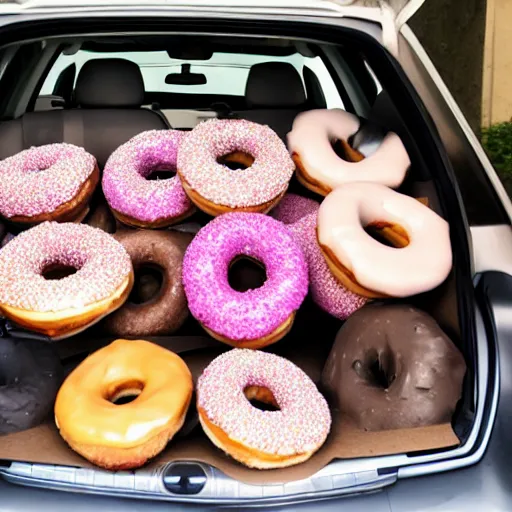 Prompt: car full of donuts