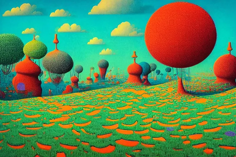 Image similar to surreal glimpse into other universe, hari merdeka, summer morning, very coherent and colorful high contrast, art by!!!! gediminas pranckevicius!!!!, geof darrow, floralpunk screen printing woodblock, dark shadows, hard lighting, stipple brush technique,