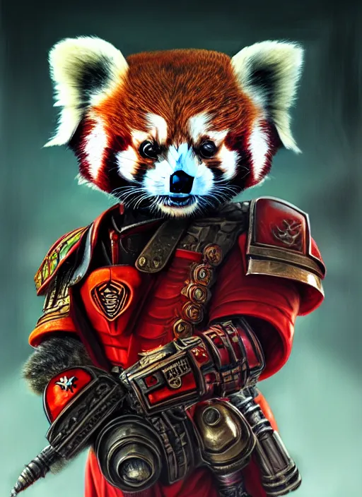 Image similar to red panda as warhammer 4 0 k emperor, portrait, intricate, elegant, highly detailed, digital painting, artstation, concept art, wallpaper, smooth, sharp focus, illustration, art by patrick james woodroffe