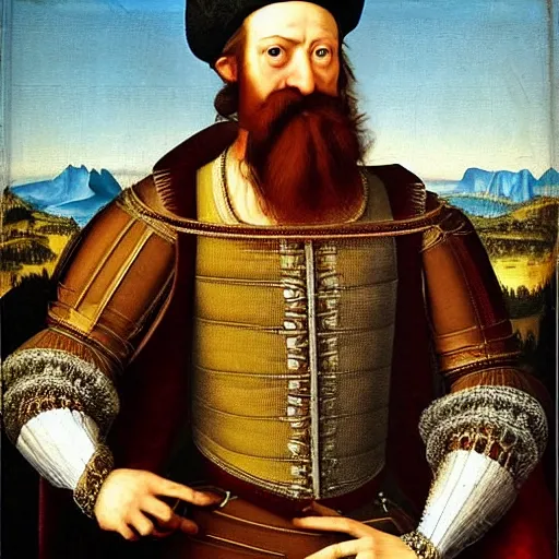 Prompt: detailed renaissance portrait painting of gentleman with a glorious moustache