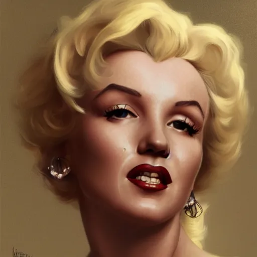 Prompt: portrait of marilyn monroe, intricate, elegant, highly detailed, digital painting, artstation, concept art, smooth, sharp focus, illustration, art by artgerm and greg rutkowski and alphonse mucha and william - adolphe bouguereau